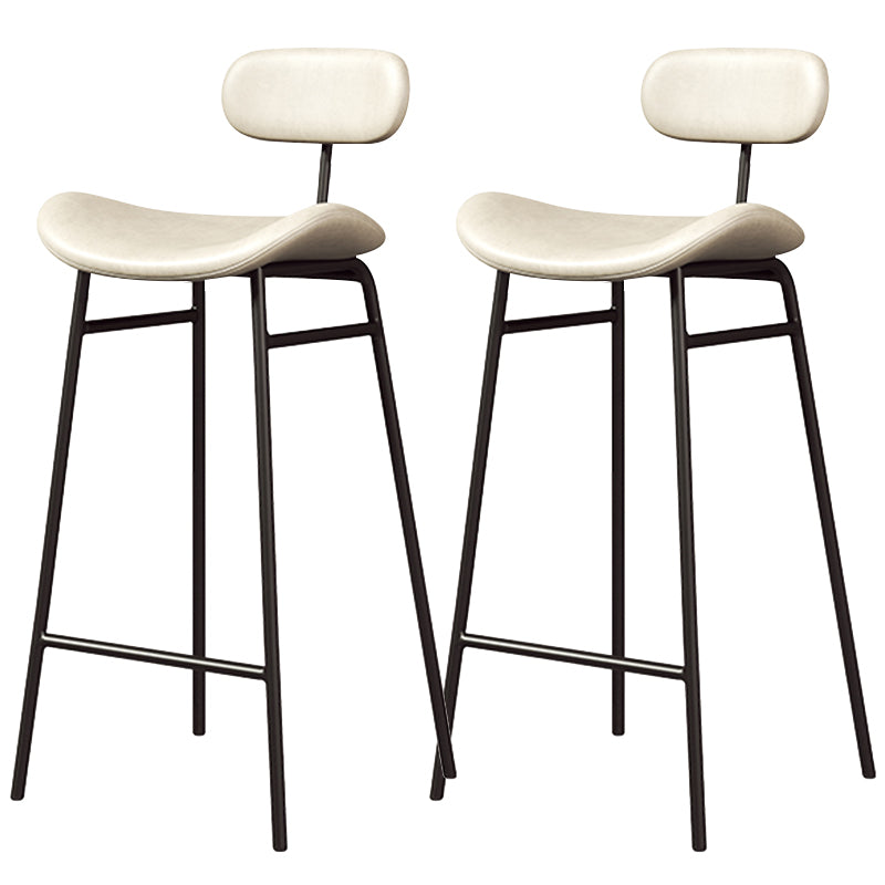 Faux Leather Bar Stools Scandinavian Low Back Armless Barstool with 4 Iron Legs