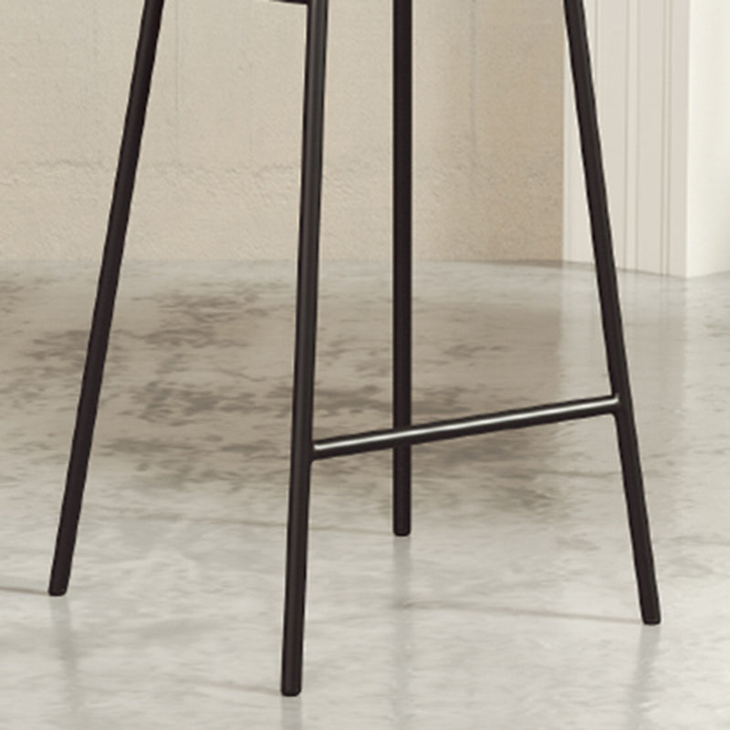 Faux Leather Bar Stools Scandinavian Low Back Armless Barstool with 4 Iron Legs