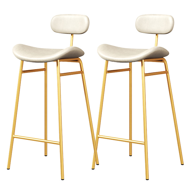 Faux Leather Bar Stools Scandinavian Low Back Armless Barstool with 4 Iron Legs