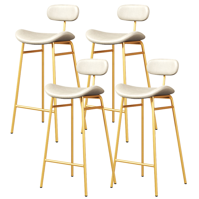 Faux Leather Bar Stools Scandinavian Low Back Armless Barstool with 4 Iron Legs