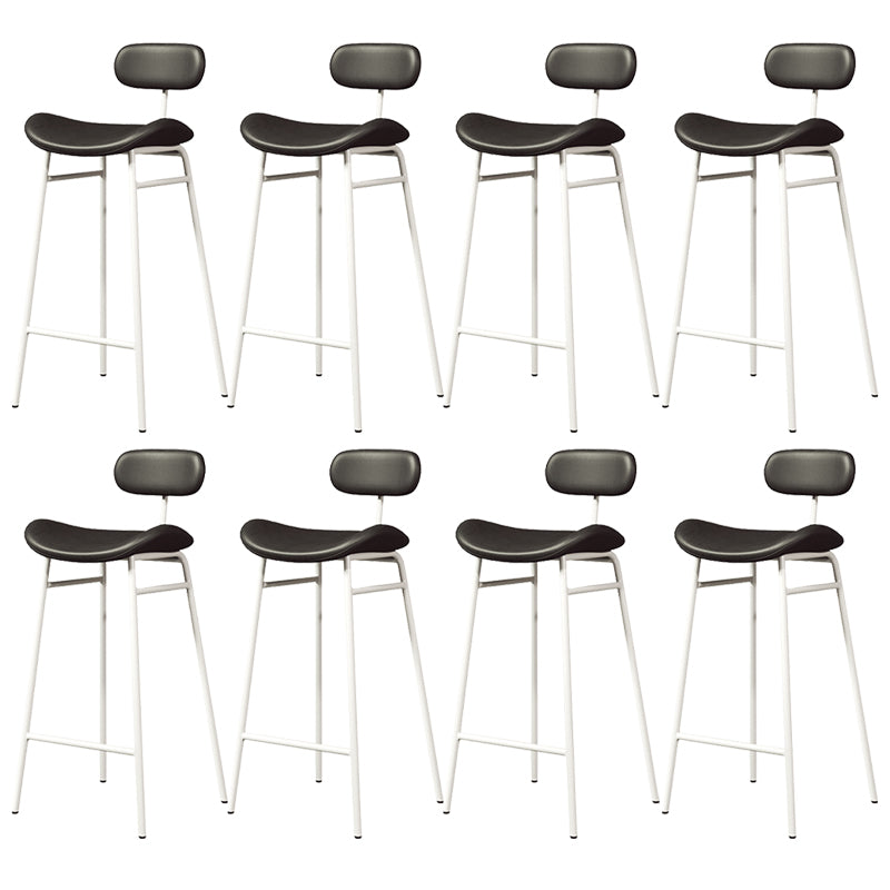 Faux Leather Bar Stools Scandinavian Low Back Armless Barstool with 4 Iron Legs