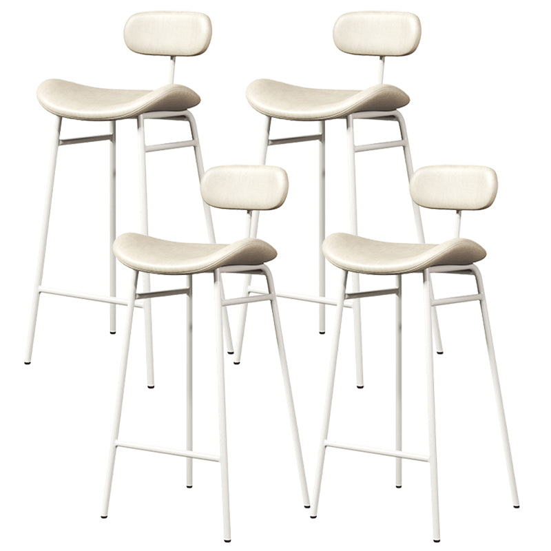 Faux Leather Bar Stools Scandinavian Low Back Armless Barstool with 4 Iron Legs