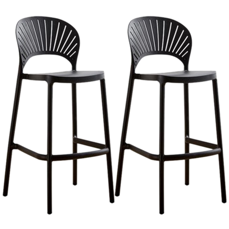 Contemporary Plastic Barstool Plastic Low Back Counter Stool in Matte Finish for Indoor