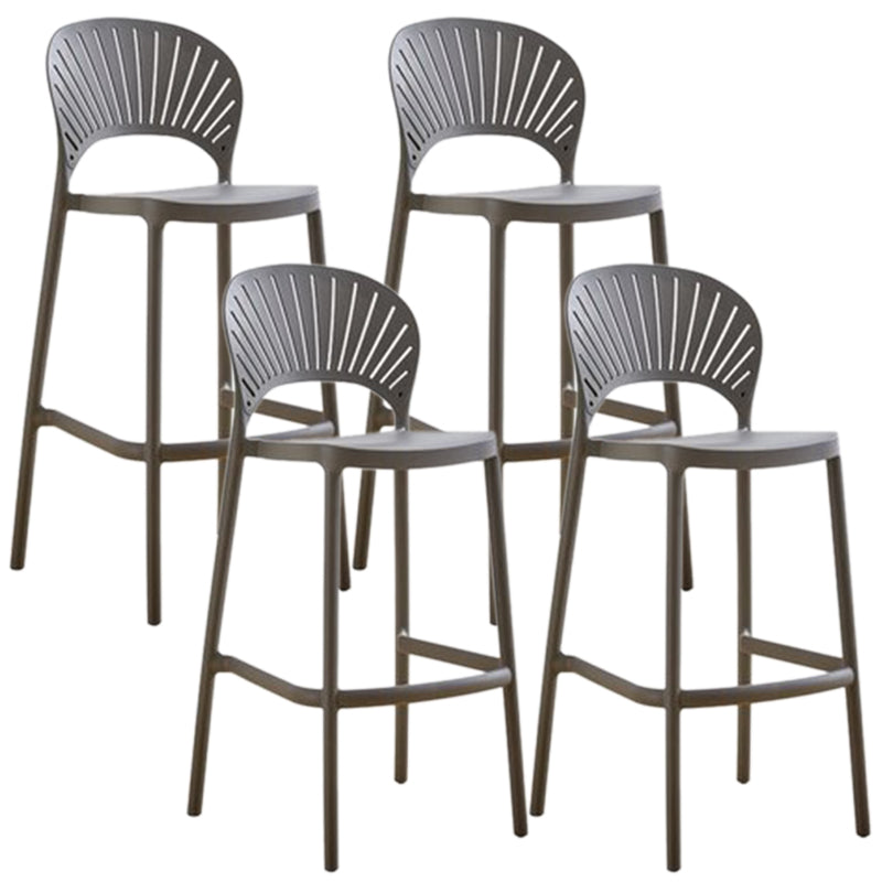 Contemporary Plastic Barstool Plastic Low Back Counter Stool in Matte Finish for Indoor