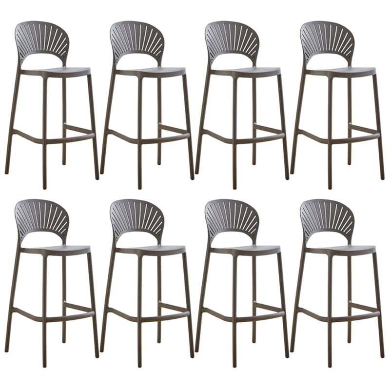 Contemporary Plastic Barstool Plastic Low Back Counter Stool in Matte Finish for Indoor