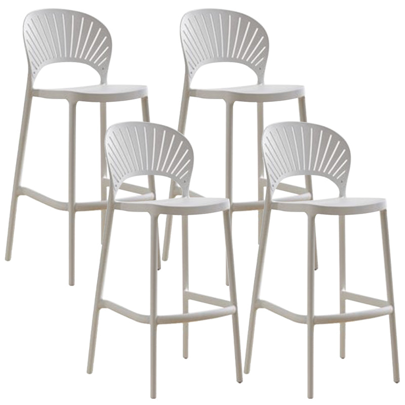 Contemporary Plastic Barstool Plastic Low Back Counter Stool in Matte Finish for Indoor