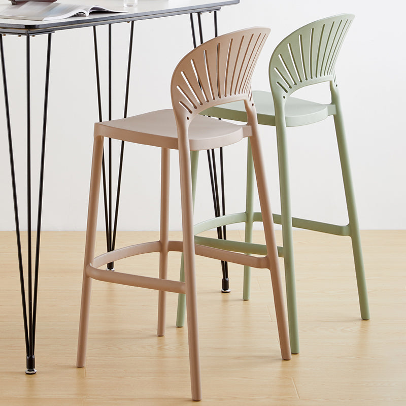 Contemporary Plastic Barstool Plastic Low Back Counter Stool in Matte Finish for Indoor