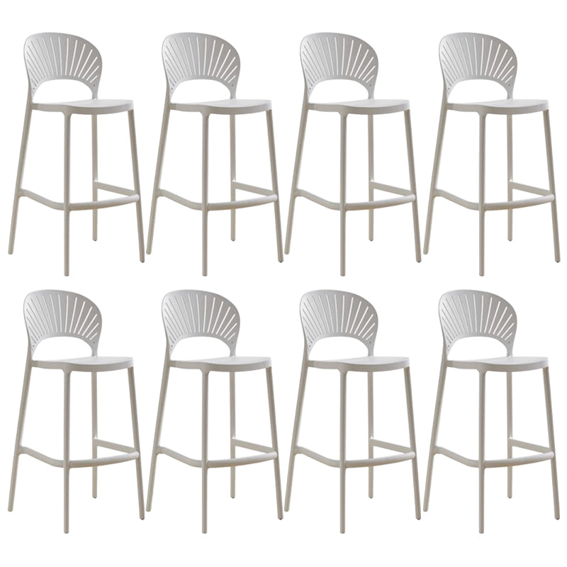 Contemporary Plastic Barstool Plastic Low Back Counter Stool in Matte Finish for Indoor