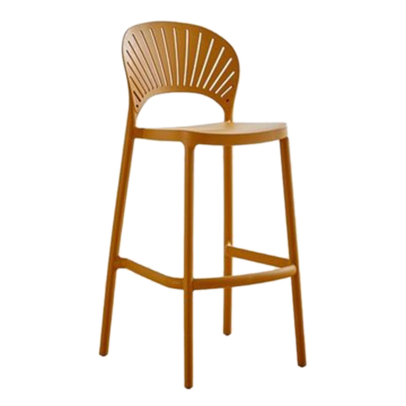 Contemporary Plastic Barstool Plastic Low Back Counter Stool in Matte Finish for Indoor