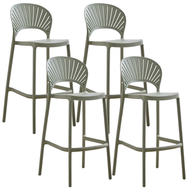 Contemporary Plastic Barstool Plastic Low Back Counter Stool in Matte Finish for Indoor