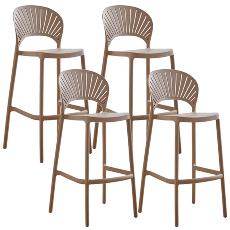 Contemporary Plastic Barstool Plastic Low Back Counter Stool in Matte Finish for Indoor
