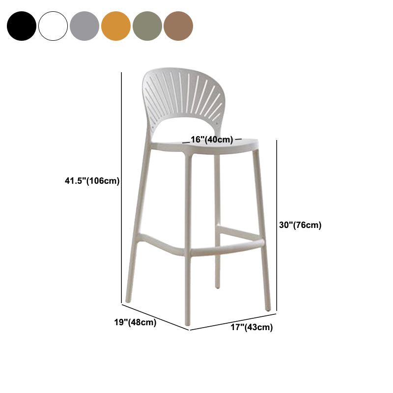 Contemporary Plastic Barstool Plastic Low Back Counter Stool in Matte Finish for Indoor
