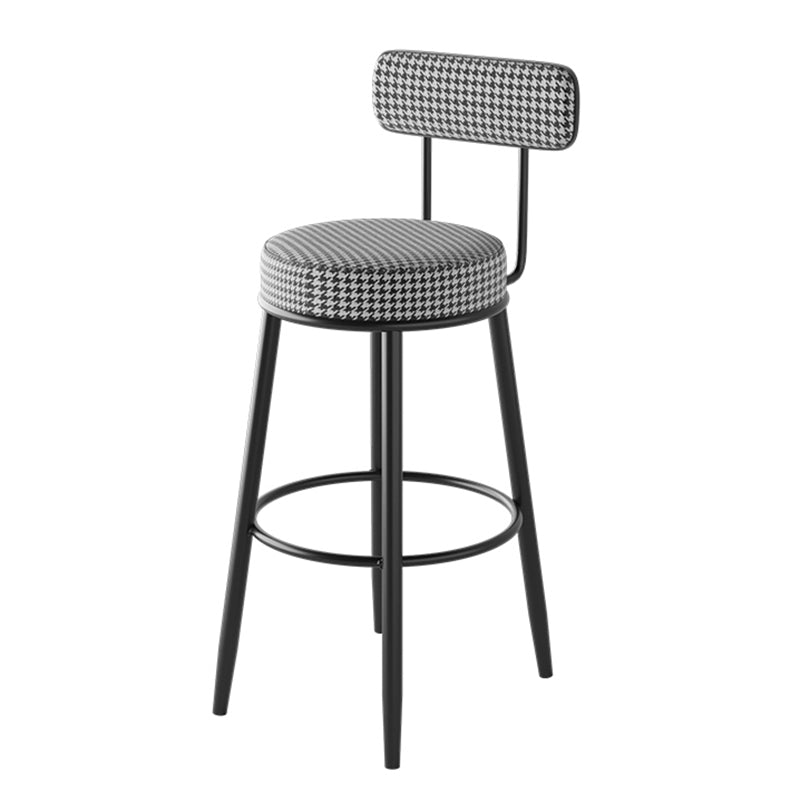 Contemporary Metal Stool Faux Leather Counter Stool in Matte Finish for Indoor