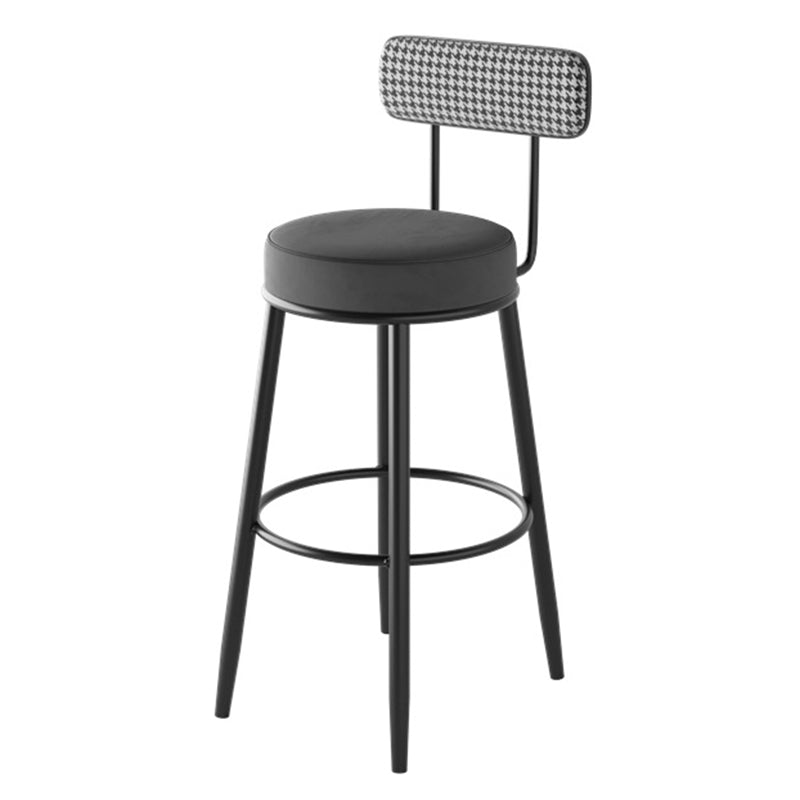 Contemporary Metal Stool Faux Leather Counter Stool in Matte Finish for Indoor
