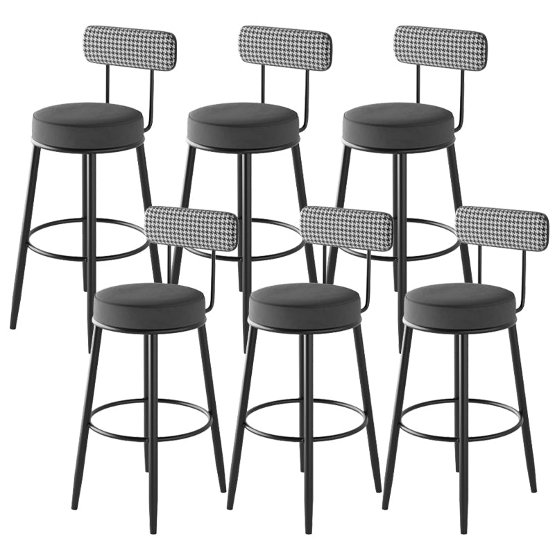 Contemporary Metal Stool Faux Leather Counter Stool in Matte Finish for Indoor