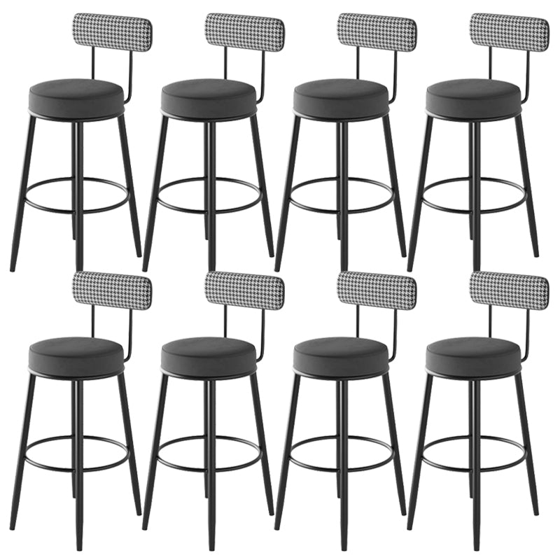 Contemporary Metal Stool Faux Leather Counter Stool in Matte Finish for Indoor