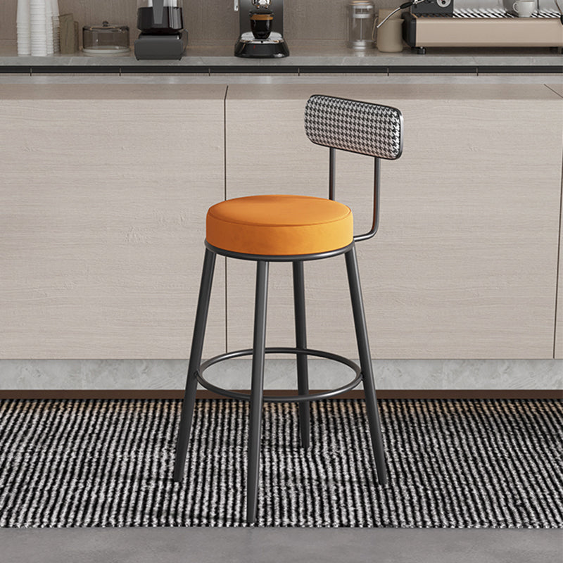 Contemporary Metal Stool Faux Leather Counter Stool in Matte Finish for Indoor