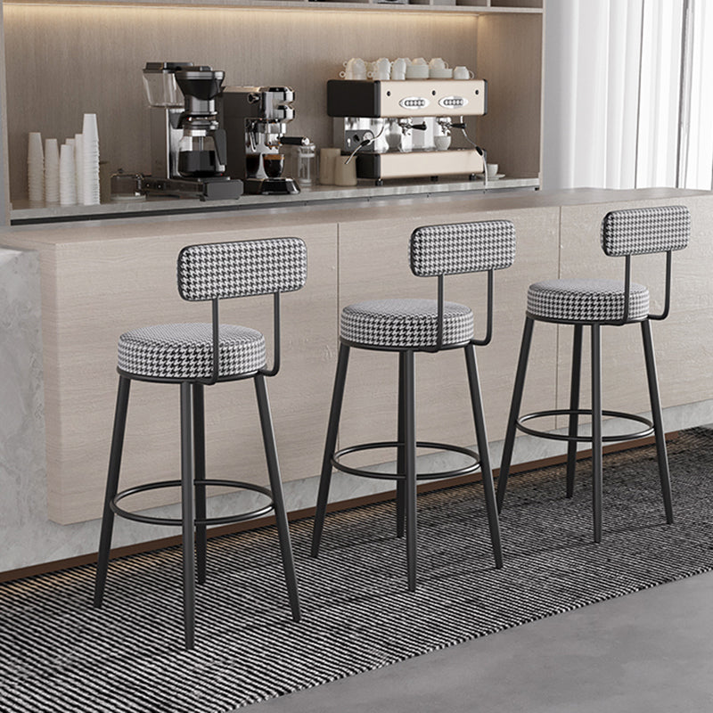 Contemporary Metal Stool Faux Leather Counter Stool in Matte Finish for Indoor