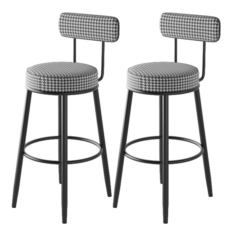 Contemporary Metal Stool Faux Leather Counter Stool in Matte Finish for Indoor
