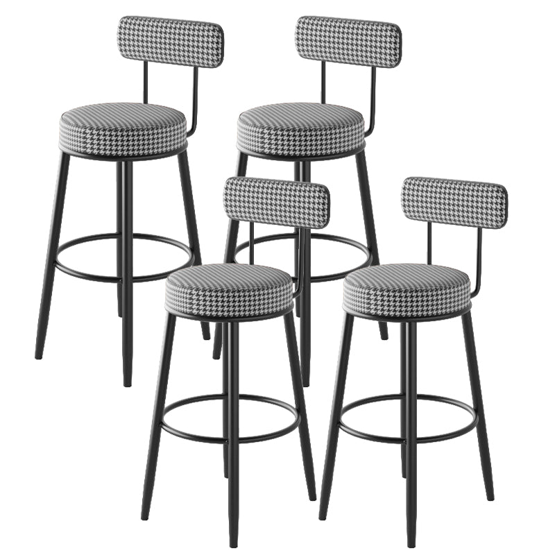 Contemporary Metal Stool Faux Leather Counter Stool in Matte Finish for Indoor