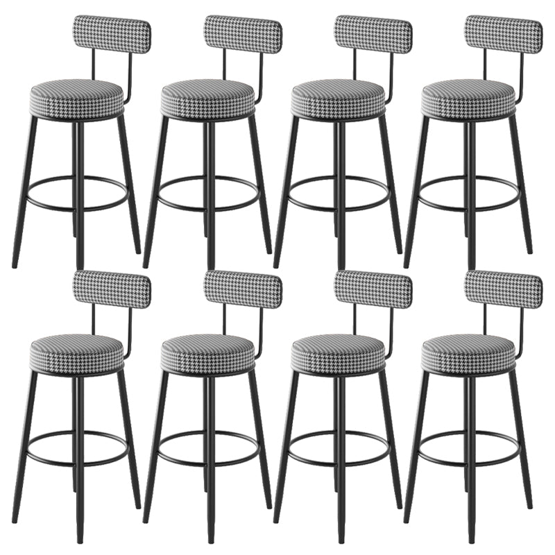 Contemporary Metal Stool Faux Leather Counter Stool in Matte Finish for Indoor