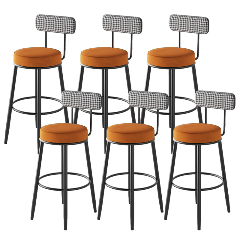 Contemporary Metal Stool Faux Leather Counter Stool in Matte Finish for Indoor