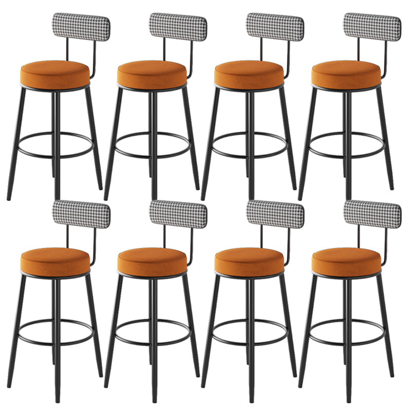 Contemporary Metal Stool Faux Leather Counter Stool in Matte Finish for Indoor
