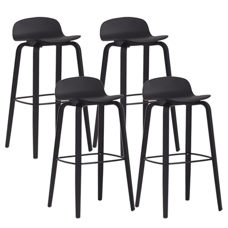 Plastic Low Back Bar Stools Scandinavian Beech Wood Base Barstool