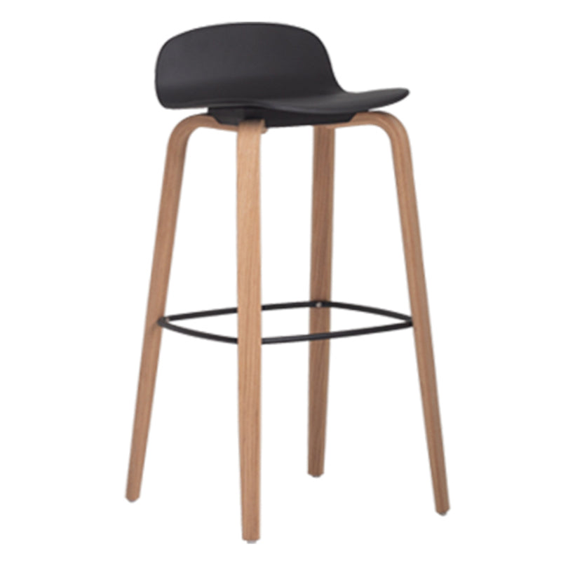 Plastic Low Back Bar Stools Scandinavian Beech Wood Base Barstool