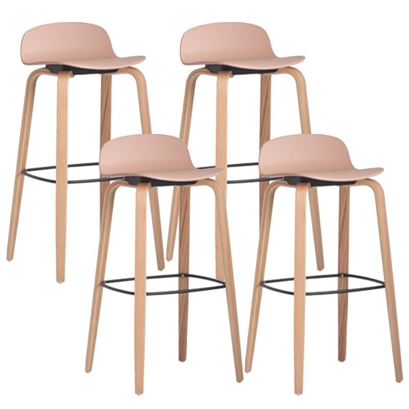 Plastic Low Back Bar Stools Scandinavian Beech Wood Base Barstool