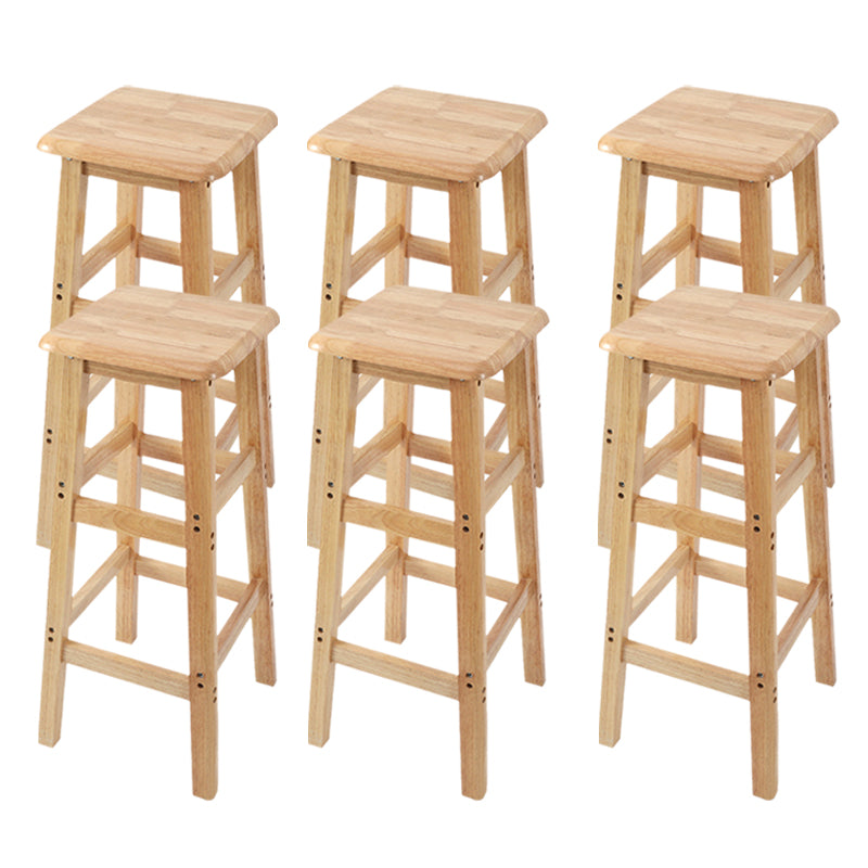 Modern Solid Wood Bar & Counter Stool Square Footrest Counter-height Stool for Shop