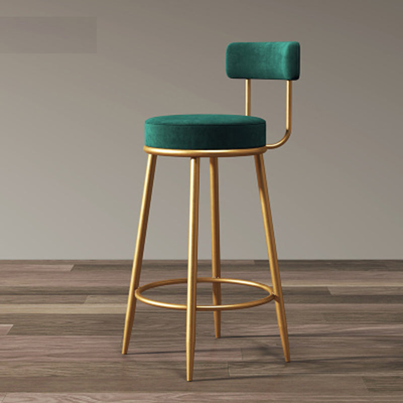 Scandinavian Low Back Bar Stools Fabric Round Seat Footrest Barstool