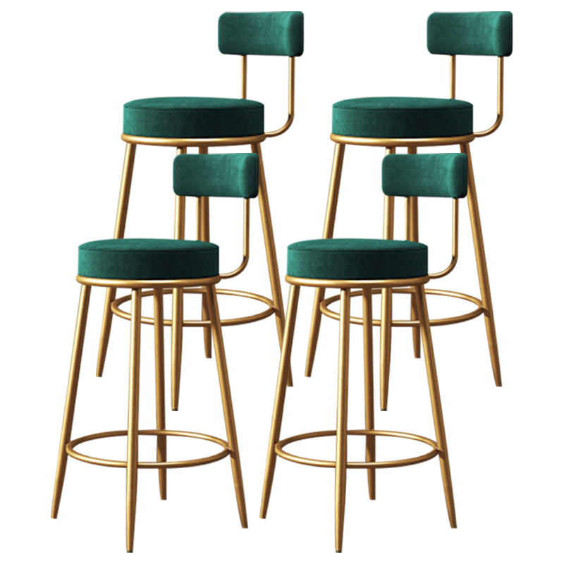 Scandinavian Low Back Bar Stools Fabric Round Seat Footrest Barstool