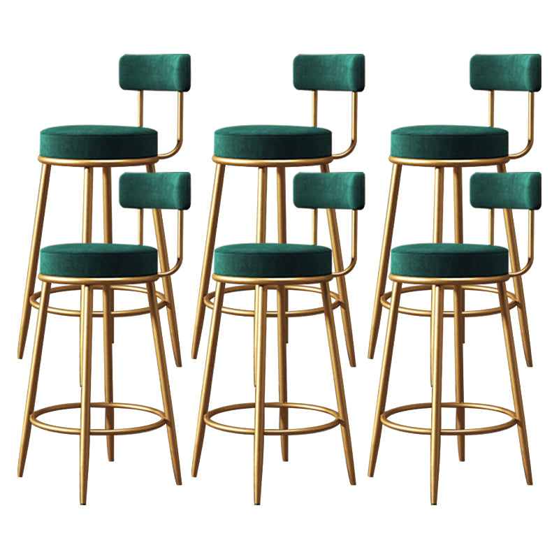 Scandinavian Low Back Bar Stools Fabric Round Seat Footrest Barstool