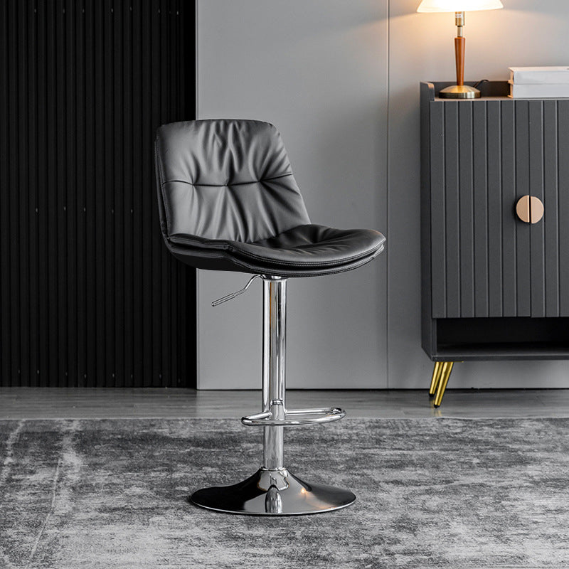 Contemporary Metal Barstool Faux Leather Counter Stool with Swivel in Matte Finish