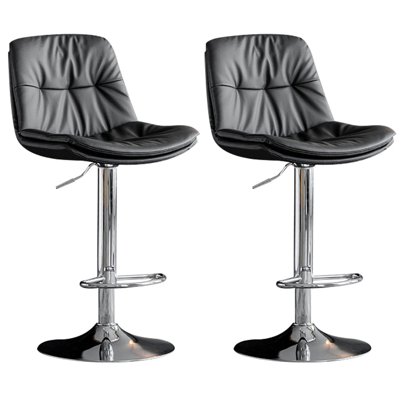 Contemporary Metal Barstool Faux Leather Counter Stool with Swivel in Matte Finish