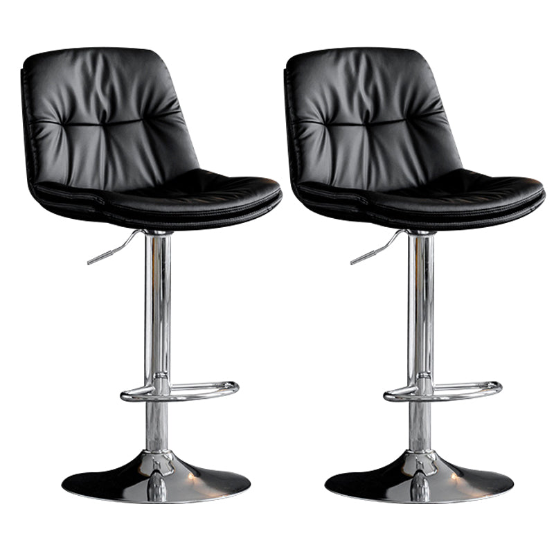 Contemporary Metal Barstool Faux Leather Counter Stool with Swivel in Matte Finish