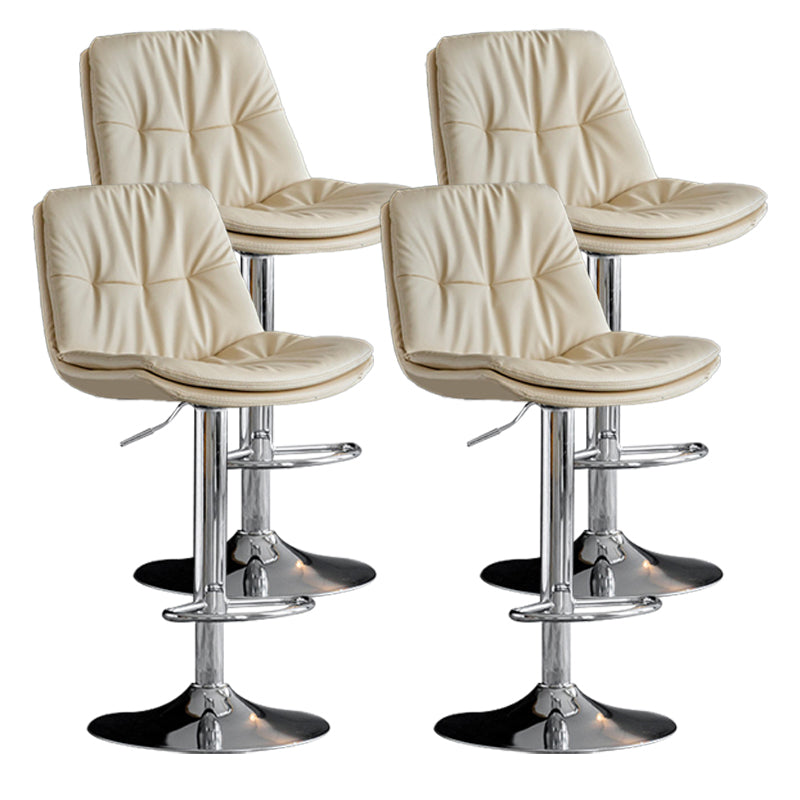 Contemporary Metal Barstool Faux Leather Counter Stool with Swivel in Matte Finish