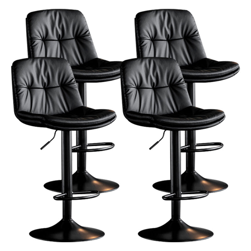 Contemporary Metal Barstool Faux Leather Counter Stool with Swivel in Matte Finish