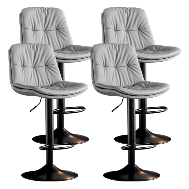 Contemporary Metal Barstool Faux Leather Counter Stool with Swivel in Matte Finish