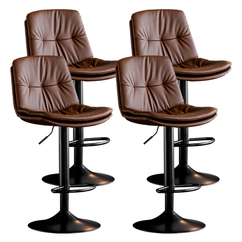 Contemporary Metal Barstool Faux Leather Counter Stool with Swivel in Matte Finish