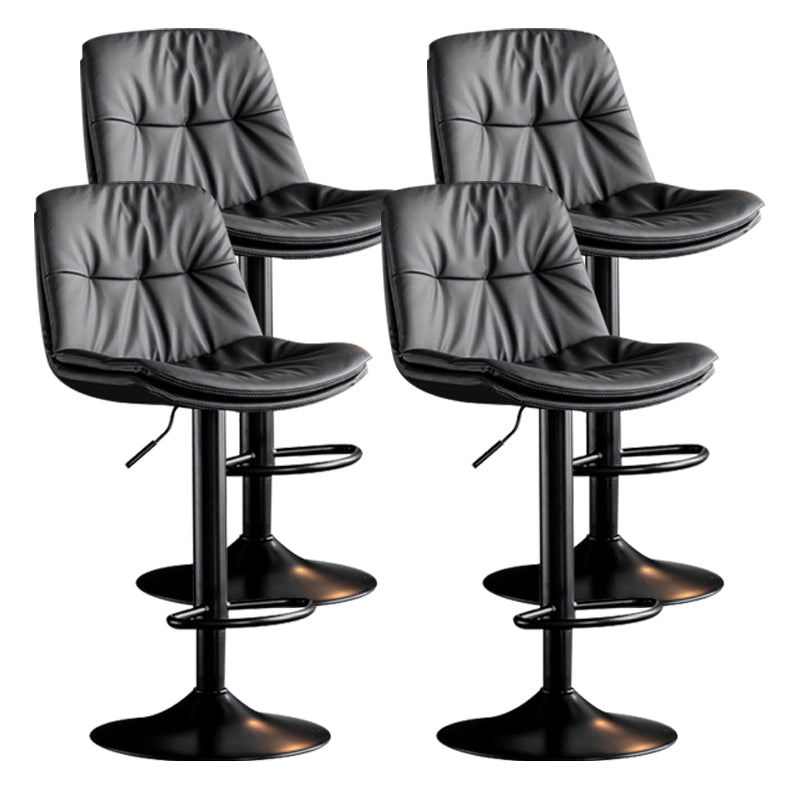 Contemporary Metal Barstool Faux Leather Counter Stool with Swivel in Matte Finish