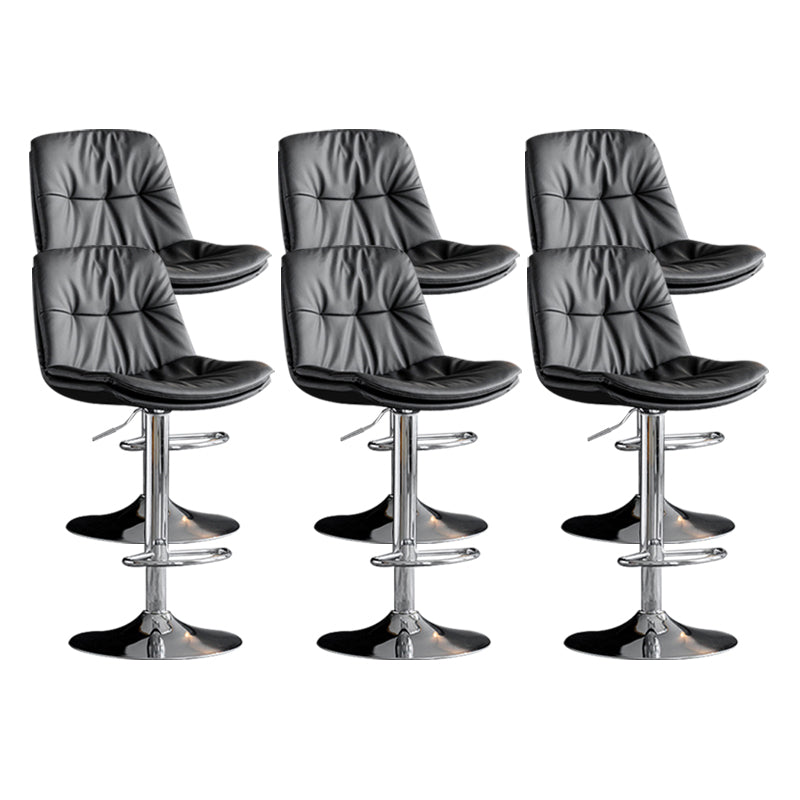 Contemporary Metal Barstool Faux Leather Counter Stool with Swivel in Matte Finish