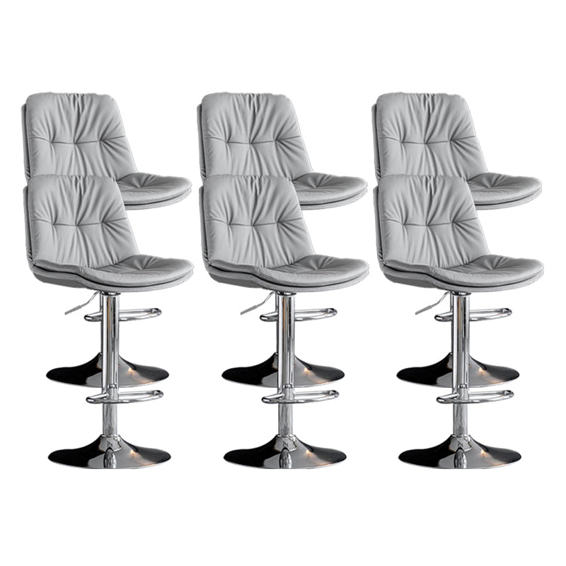 Contemporary Metal Barstool Faux Leather Counter Stool with Swivel in Matte Finish