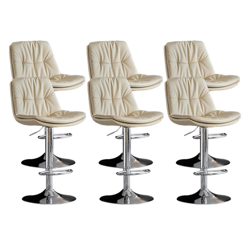 Contemporary Metal Barstool Faux Leather Counter Stool with Swivel in Matte Finish