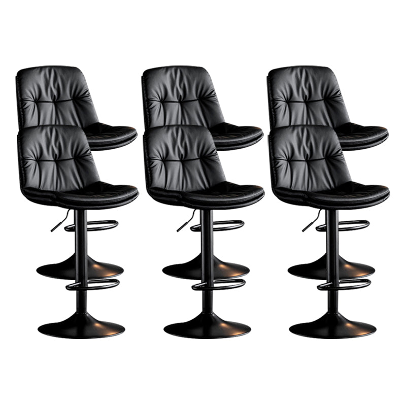 Contemporary Metal Barstool Faux Leather Counter Stool with Swivel in Matte Finish