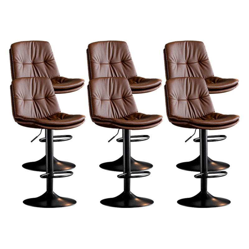 Contemporary Metal Barstool Faux Leather Counter Stool with Swivel in Matte Finish