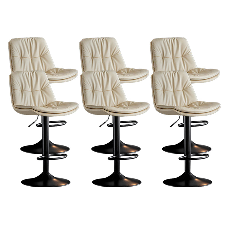 Contemporary Metal Barstool Faux Leather Counter Stool with Swivel in Matte Finish