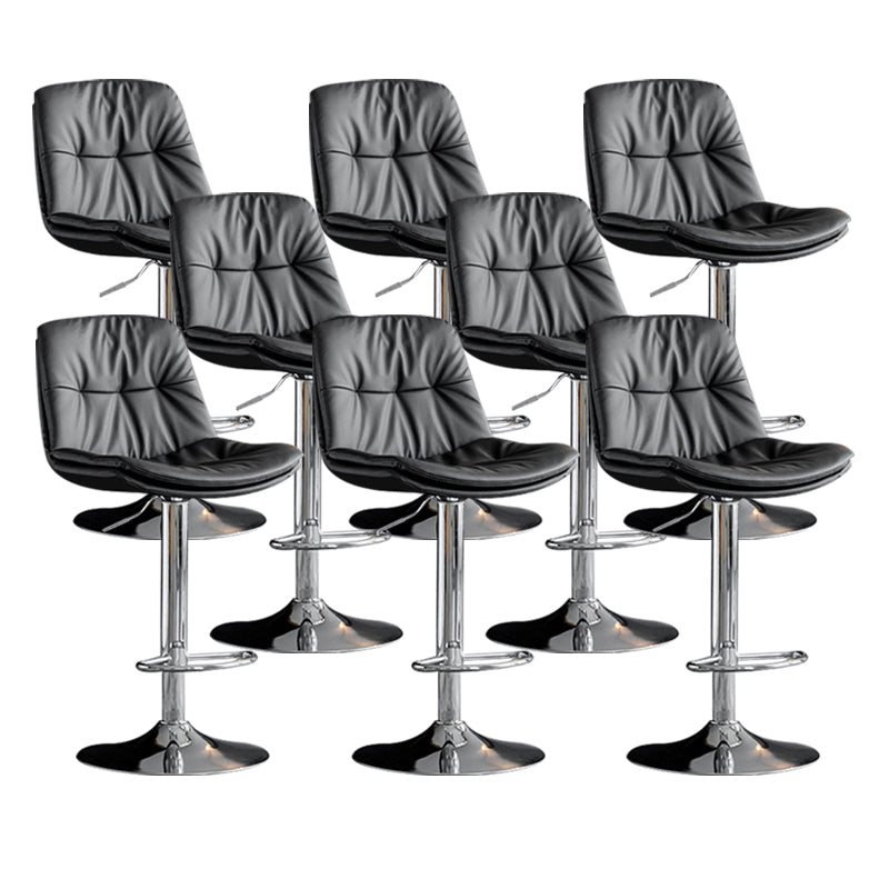 Contemporary Metal Barstool Faux Leather Counter Stool with Swivel in Matte Finish