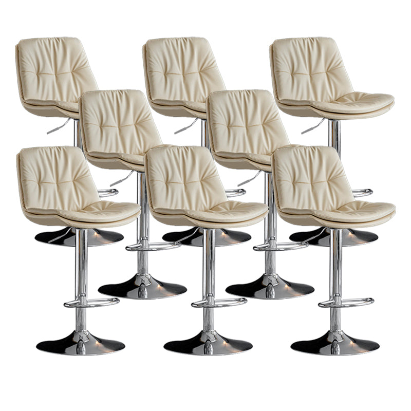 Contemporary Metal Barstool Faux Leather Counter Stool with Swivel in Matte Finish